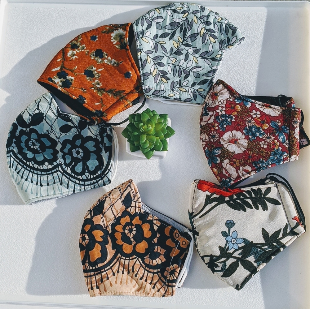 Floral print/vintage premium cotton masks